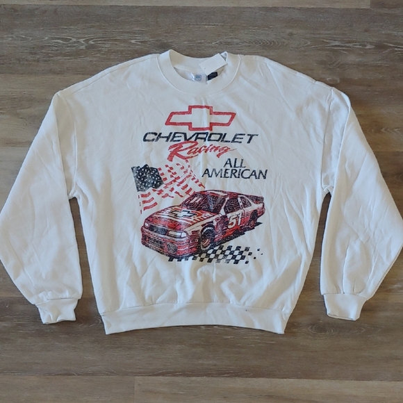 NWT GM Chevrolet Racing Men's Graphic Sweatshirt Cream Size M - Picture 1 of 7